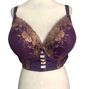NWT Cacique The Sexy Collection Size 46DD Purple & Copper Boost Plunge Bra